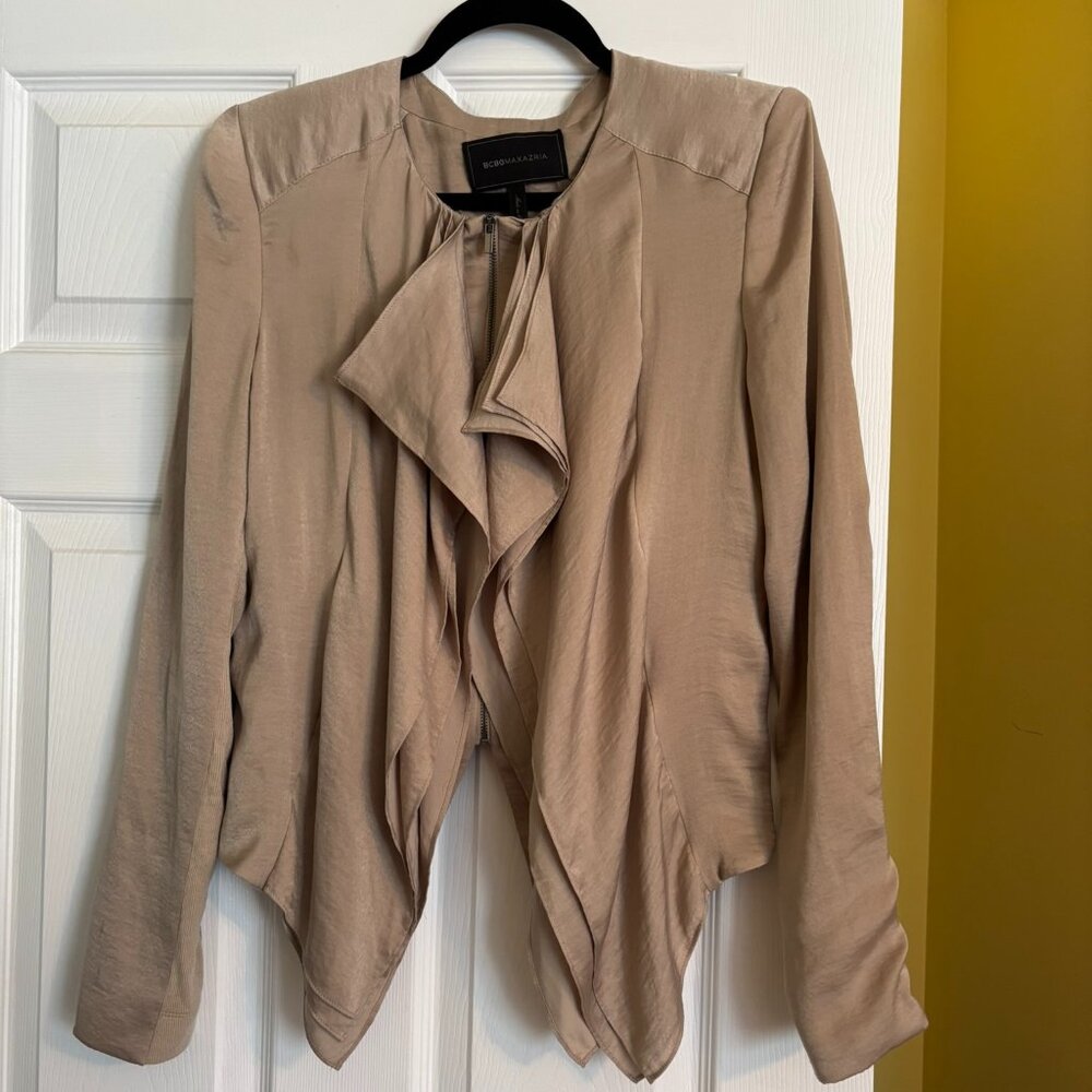 BCBGMAXAZRIA Women's Blazer Draped with Zipper closure Size M Medium